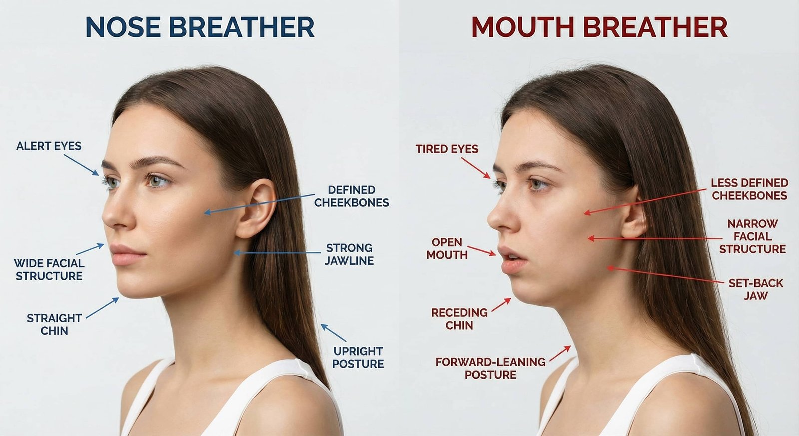 Comparison between nasal breathing and mouth breathing effects on facial development